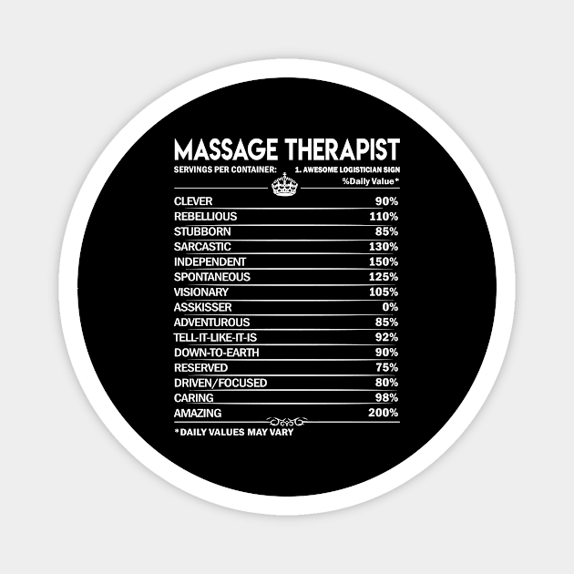 Massage Therapist T Shirt - Massage Therapist Factors Daily Gift Item Tee Magnet by Jolly358